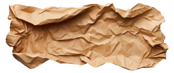 Piece of crumpled blank brown craft paper, cut out