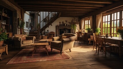 Fototapeta premium Brown interior room. generative ai