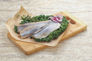 Marinated Herring fillet with onion