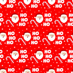 A Christmas pattern featuring Santa Claus and candy canes. christmas pattern Suitable for holiday-themed backgrounds, wrapping paper, greeting cards, and festive digital designs. © GunArtCreative
