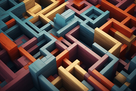 Colorful labyrinth abstract patterns background