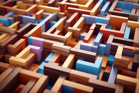 Colorful labyrinth abstract patterns background 