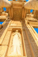 Library of Celsus and gate of Augustus in Ephesus archeological site in Turkey. Today the Library...