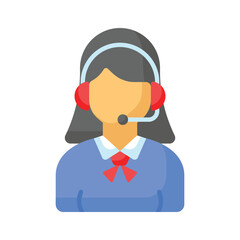 Female avatar wearing headphones with mic showcasing call center icon