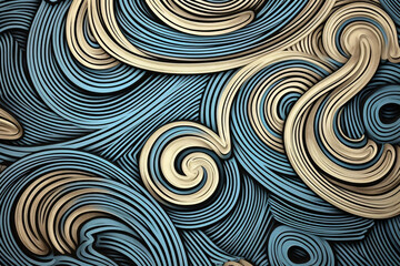 Fototapeta na wymiar Illustration of artistic waves in blue and white, abstract waves