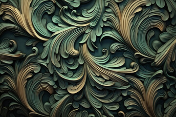 Abstract background with natural forms such as the sinuous curves of plants and flowers, art nouveau style wallpaper