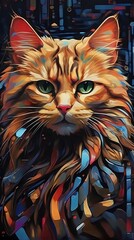 Cat with dynamics lines and patterns