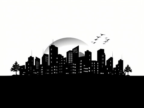 Small City Silhouette, a silhouette of a city.