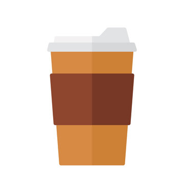 Flat Hot Coffee To Go Icon Logo Animated Cartoon Vector Isolated on White Background