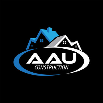 Letter AAU building vector, AAU initial construction. AAU real estate. AAU home letter logo design, 
