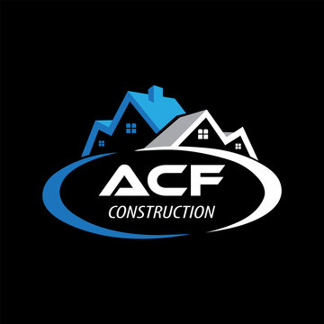 Letter ACF building vector, ACF initial construction. ACF real estate. ACF home letter logo design, ACF real estate Logo
