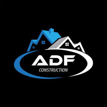 Letter ADF building vector, ADF initial construction. ADF real estate. ADF home letter logo design, ADF real estate Logo