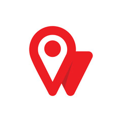 Letter W With Pin Location Modern Logo, element graphic illustration template