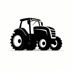 Tractor Silhouette Flat Black Logo, a black tractor with large wheels.