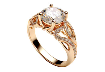 Beautiful gold engagement ring with a diamond, cut out