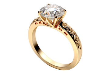 Beautiful gold engagement ring with a diamond, cut out - Powered by Adobe