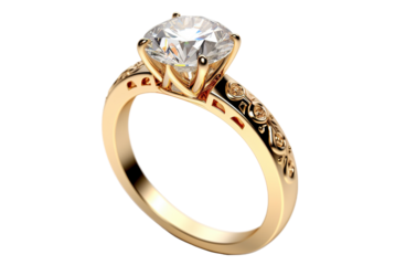 Beautiful gold engagement ring with a diamond, cut out