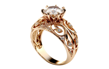 Beautiful gold engagement ring with a diamond, cut out