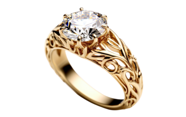 Beautiful gold engagement ring with a diamond, cut out