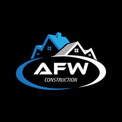 Letter AFW building vector, AFW initial construction. AFW real estate. AFW home letter logo design, AFW real estate Logo

