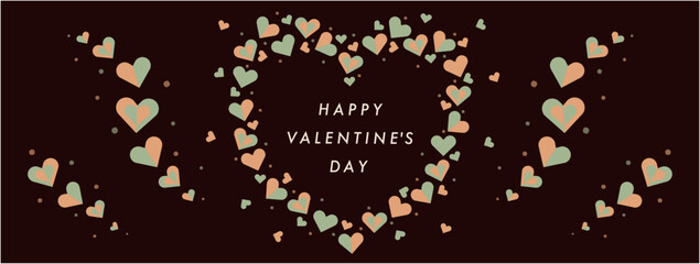 バレンタインデーバナー　フレーム　背景　ハート　オーナメント　ベクターイラスト　おしゃれ