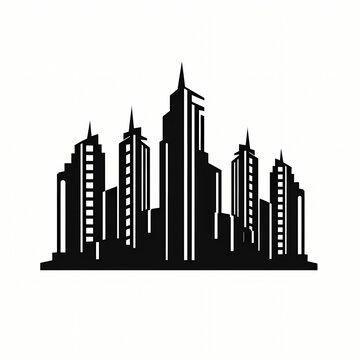 Building Cusntrucion Logo Silhouette, a black and white image of a city.