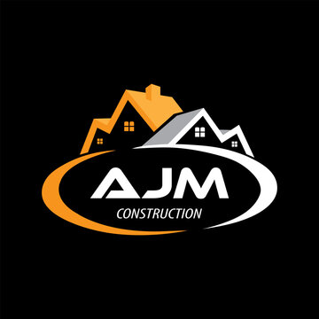 Letter AJM building vector, AJM initial construction. AJM real estate. AJM home letter logo design, AJM real estate Logo