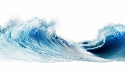 waves crashing, isolated on white background cutout, Generative AI