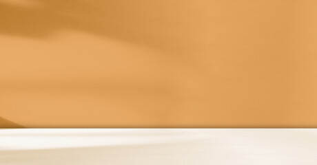 Yellow Shadow Background Kitchen Wall 3d Room Studio Podium Solid Color Bg Product Sale Presentation Scene Backdrop Empty Floor Display Abstract Stage Shadow Summer Orange Shelf Mockup Beauty Loft.