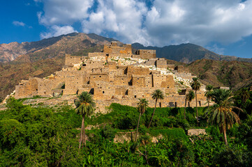 Thee Ain, Al Bahah, Saudi Arabia - November 26, 2023: View of Thee Ain, Zee Ain or Dhee Ain, heritage village.