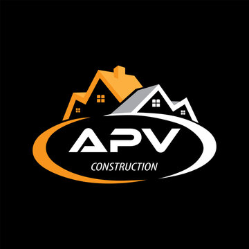 Letter APV building vector, APV initial construction. APV real estate. APV home letter logo design,
