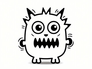 Thick Line Doodle Monster, a cartoon of a monster.