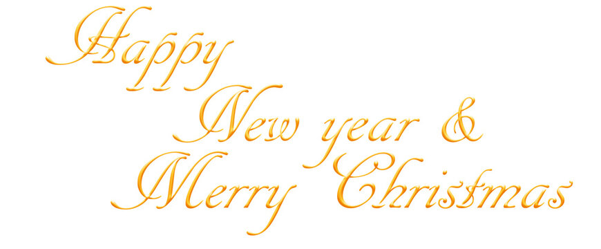 merry christmas happy new year text isolated on tranparent clear background png photo	