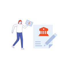 Loan agreement borrow money from bank, mortgage, debt or obligation to pay back interest rate, personal loan or financial support concept, quick bank service, easy credit program, credit terms