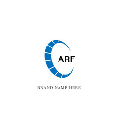 ARF logo. A R F design. White ARF letter. ARF, A R F letter logo design. Initial letter ARF linked circle uppercase monogram logo R letter logo vector design. 