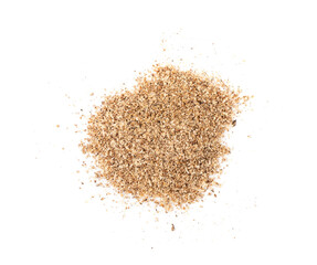 Nutmeg Isolated, Myristica Fragrans Fruit, Dry Spicy Nutmeg Powder, Grated Whole Muscat Nut, Nut Meg