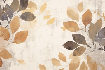 Abstract artistic background luxury minimalist wallpaper with watercolor flowers and leaves. Natural fine art, Generative AI