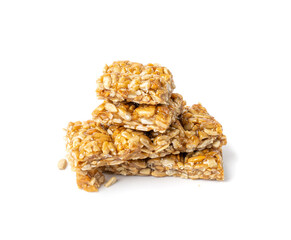 Sunflower Seeds Bar Isolated, Energy Snack with Honey, Sun Flower Seed Muesli Dessert, Protein Candy Bar