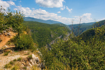 The summer landscape in the hills overlooking Martin Brod, Bihac, in the Una National Park....