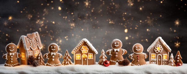 Amazing christmas gingerbread cookies decoration. Merry Christmas banner