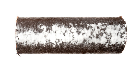Chocolate Swiss Roll, Round Sponge Cake Isolated, Sliced Rolled Vanilla Biscuit with Cocoa Cream...