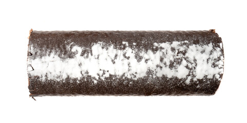Chocolate Swiss Roll, Round Sponge Cake Isolated, Sliced Rolled Vanilla Biscuit with Cocoa Cream Filling