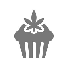 Marijuana cupcake vector icon. Muffin, cake with cannabis leaf symbol.