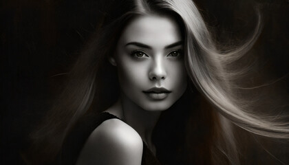 Portret pięknej, młodej kobiety, generative AI