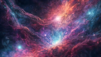 Nebula and stars in deep space. Science fiction art.