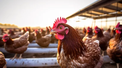 Fotobehang Chickens at farm © Newleks