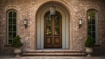 the architectural elegance of arched brick doorways, showcasing their graceful curves and intricate masonry as they create a captivating background.