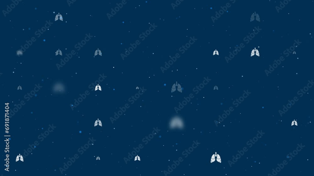 Poster template animation of evenly spaced lungs symbols of different sizes and opacity. animation of trans