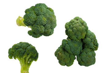 Fresh tasty broccoli isolated on white background.