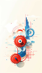Business Process Gears Streamlined, a red and blue gears.
